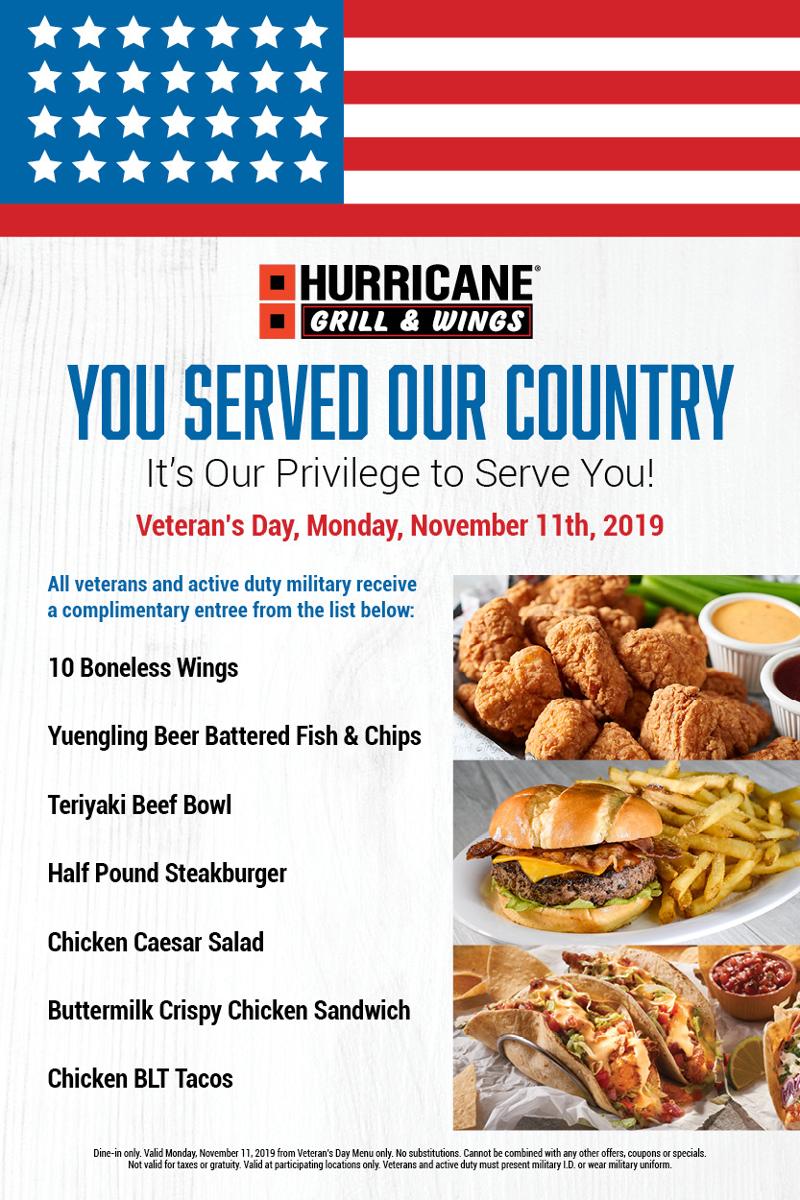 Printable List Of Veterans Day Free Meals